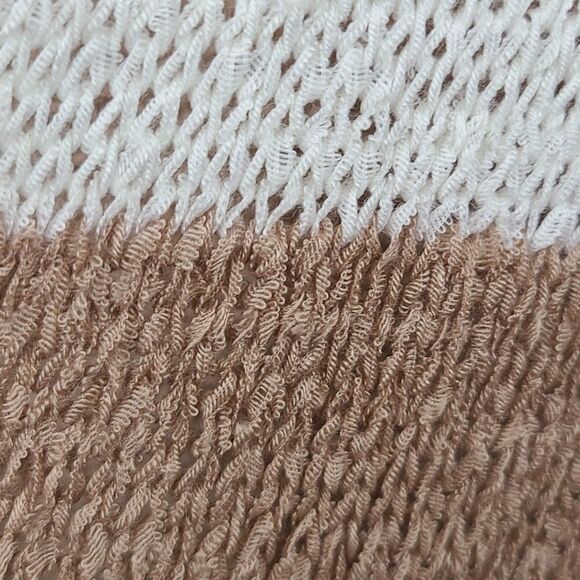 Buckle Daytrip Cardigan Sweater Ribbon Yarn Knitted Open Flyaway Tan Striped - Picture 8 of 9